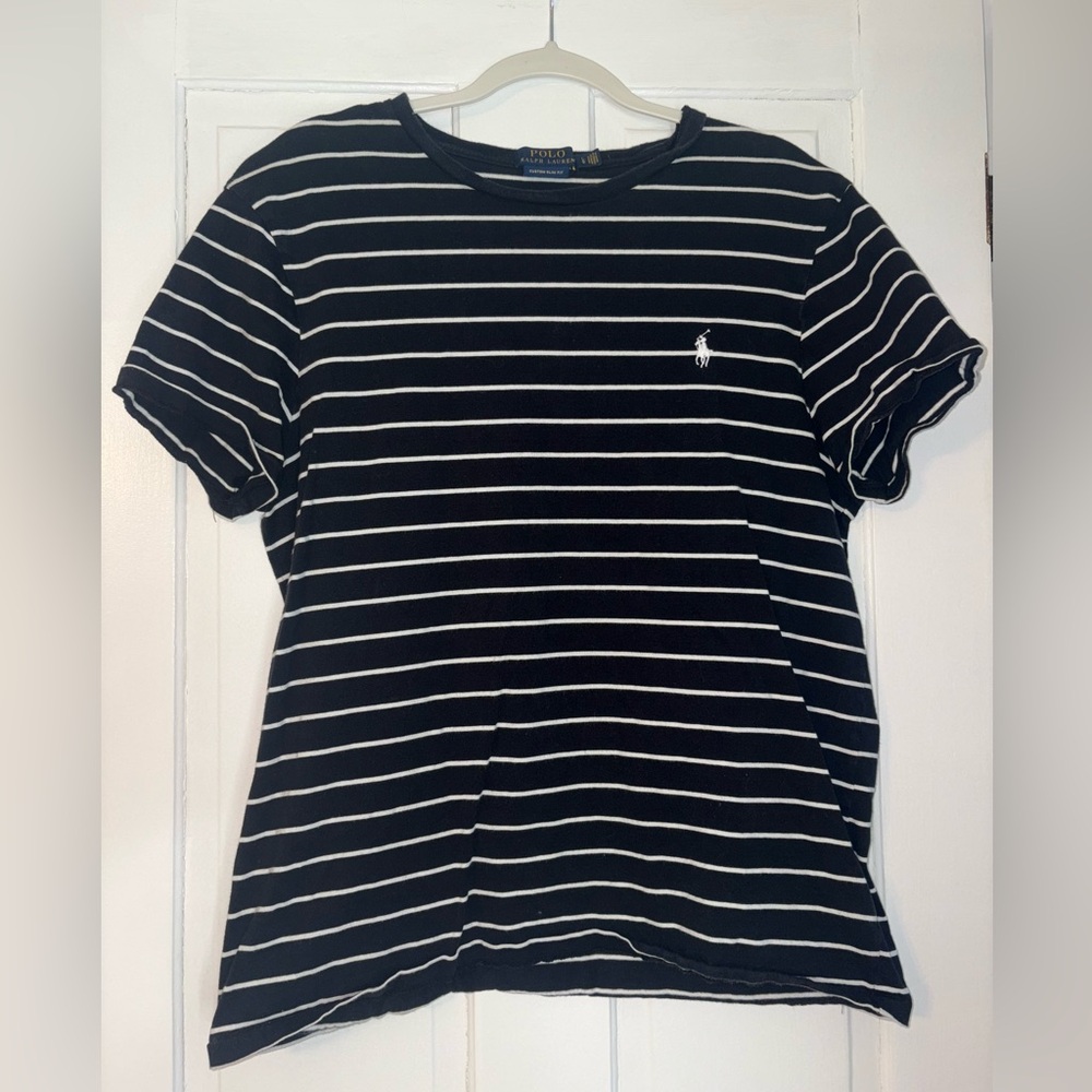 Ralph Lauren Navy and White Striped Tee